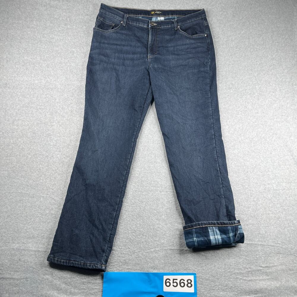 Lee Relaxed Fit Straight Leg Fleece Lined Mid Rise 36x32 Size 18